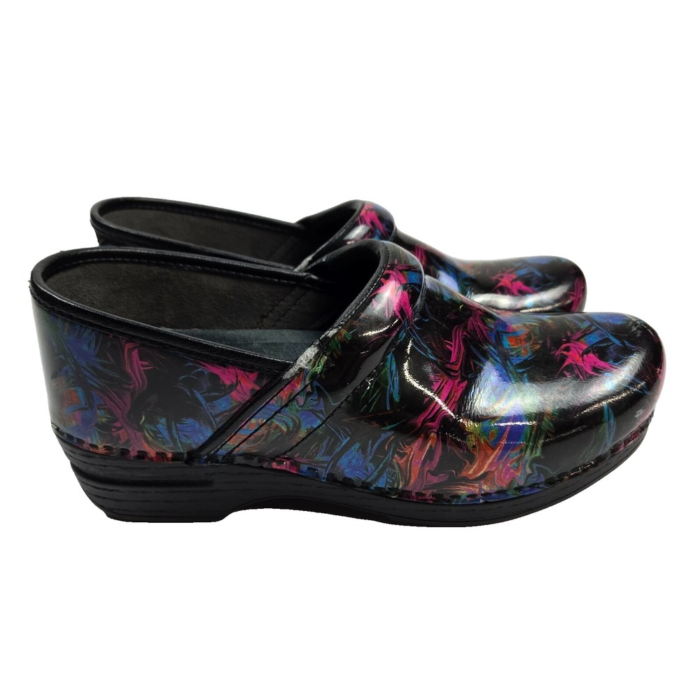 Dansko XP 2.0 Paint Splatter Patent Clogs Sz 41‎ Non Slip Nursing Shoes - Picture 2 of 8